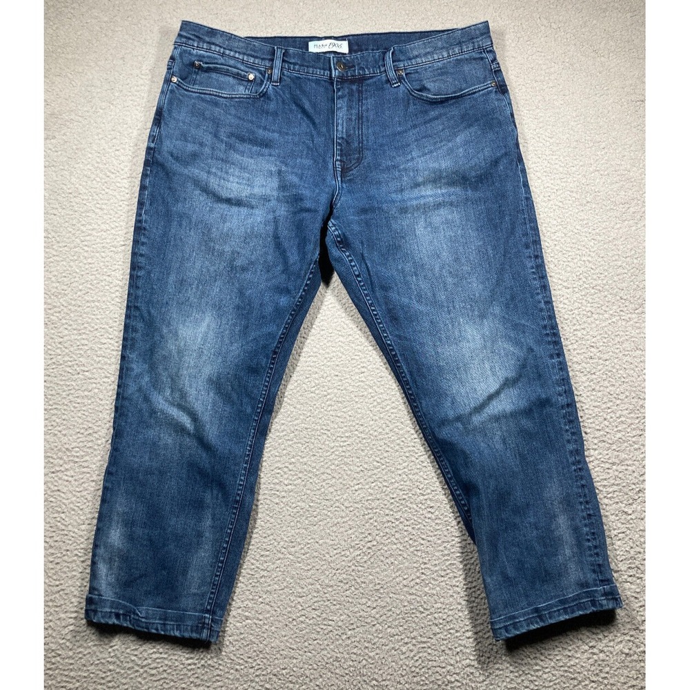Jos A. Bank 1905 Men's 38x30 (38x27) Blue Athletic Fit Stretch Cuffed Bottom Hem